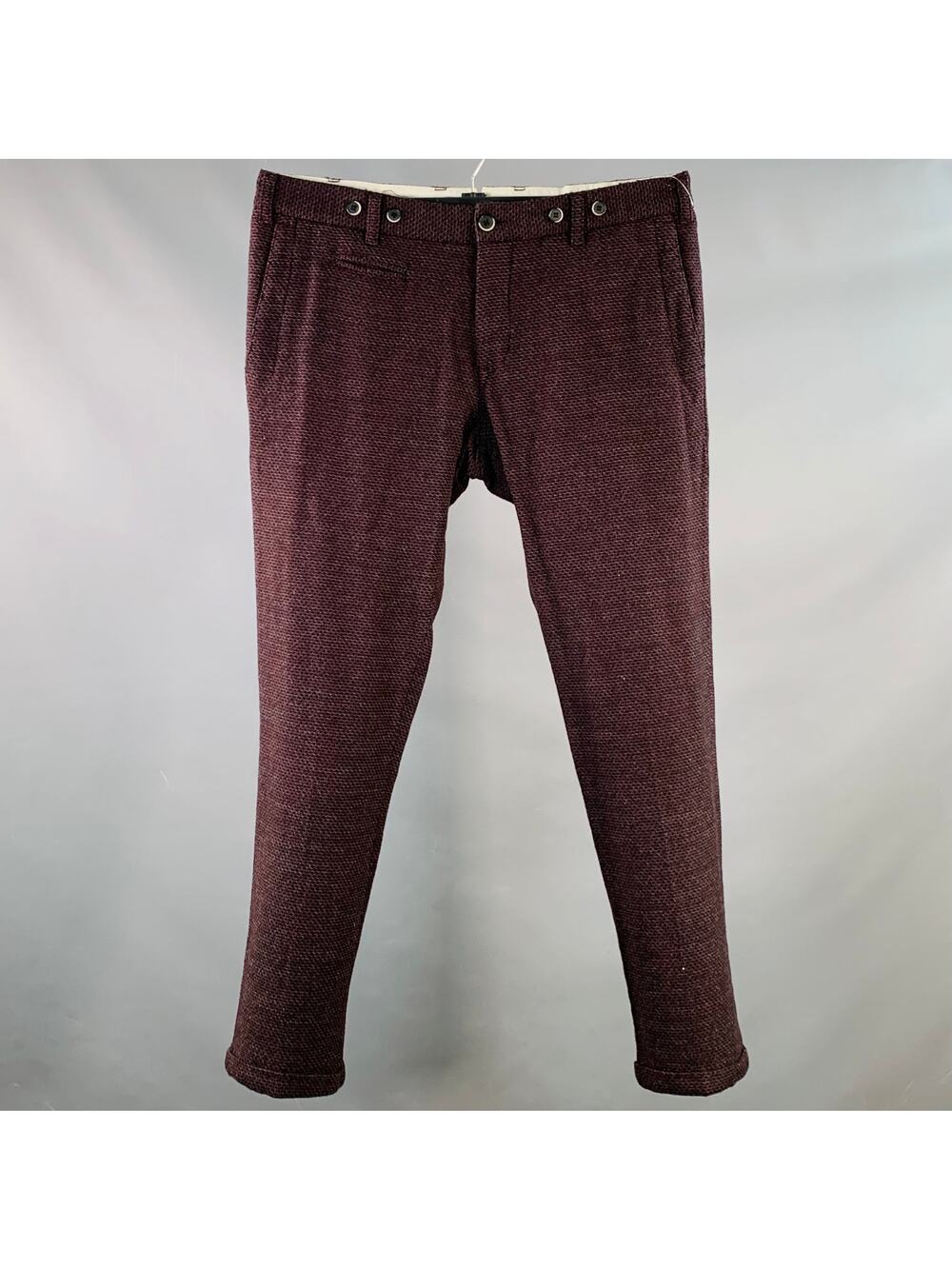 BARENA Size 36 Black Red Woven Virgin Wool Blend Zip Fly Casual Pants
